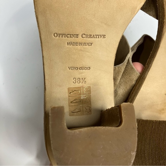 Officine Creative tan leather sandals with block heel made in Italy size 38.5 - Picture 9 of 9